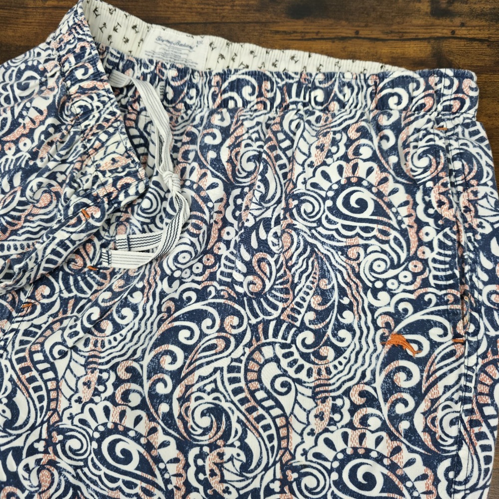 Tommy Bahama Men's‎ Board Shorts Floral Geometric Blue White Size XXL 12" Inseam